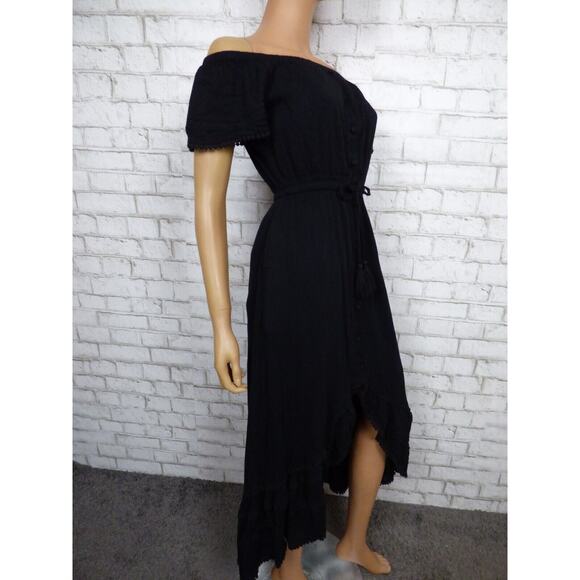 INC International Concepts Black Off Shoulder Tiered Peasant Dress XS NEW - Picture 11 of 16